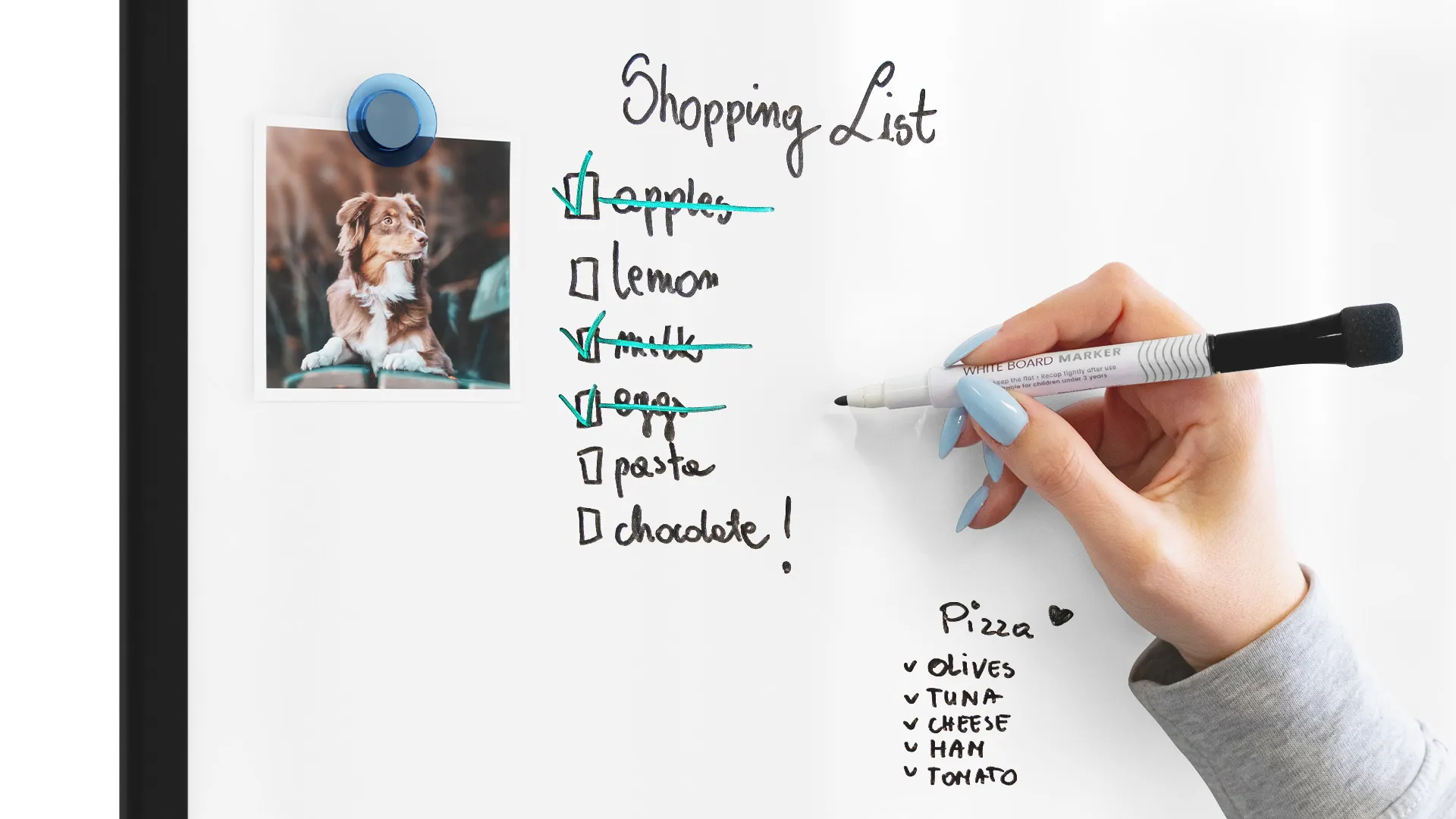 Magnetisches Whiteboard mit schwarzen Holzrahmen 30x70cm – Bild 6