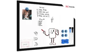 Magnetisches Whiteboard mit schwarzen Holzrahmen 60x40cm