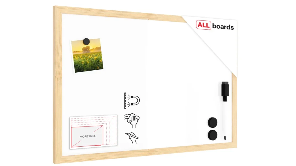Magnetisches Whiteboard mit Naturholzrahmen 60x40cm