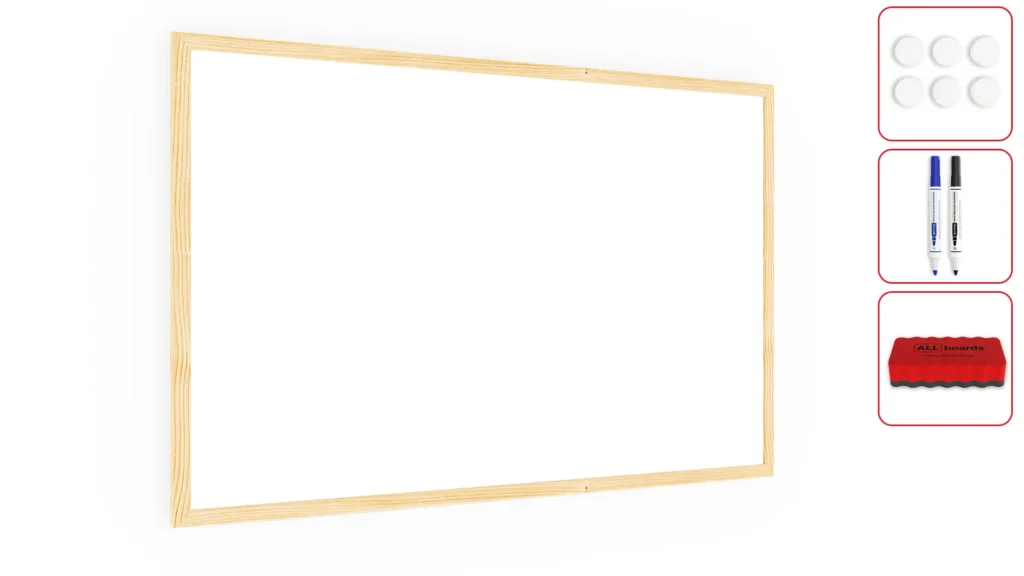 Magnetisches Whiteboard mit Naturholzrahmen 80x50cm