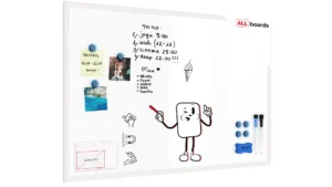 Magnetisches Whiteboard mit weißen Holzrahmen 90x60cm