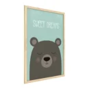 Teddybär „Sweet Dreams“, Pastellfarben, 60x40cm im Naturholzrahmen, Magnettafel