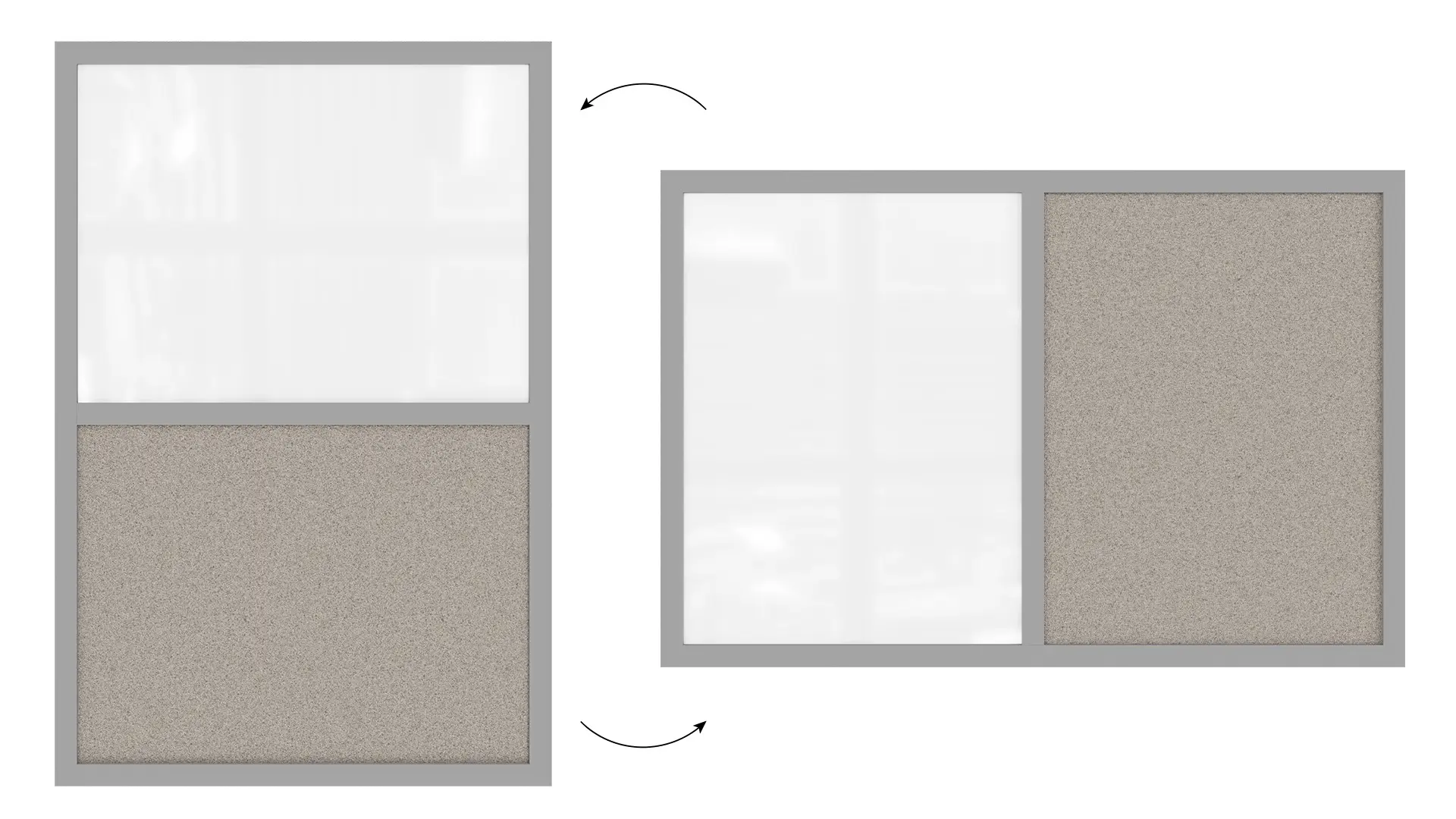 Kombitafel, Kork grau / magnetisch weiß 60x40, Holzrahmen grau lackiert – Bild 5