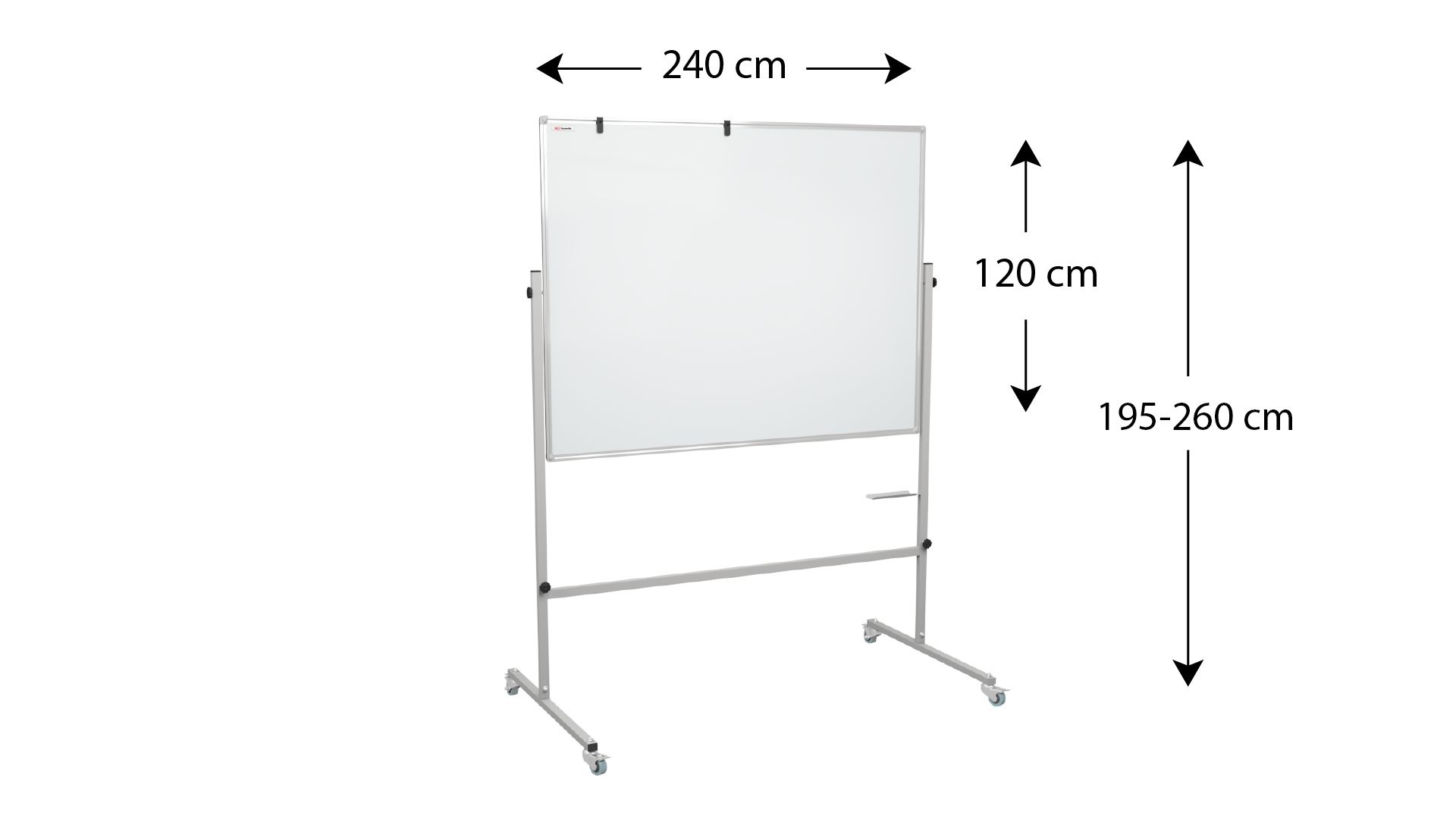 Mobile, beidseitig drehbare, trocken abwischbare Magnettafel 240x120 cm INDUSTRIAL – Bild 4