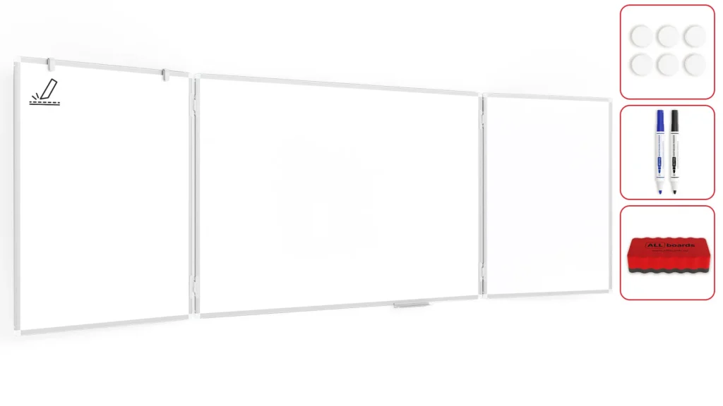 Magnetisches Whiteboard Klapptafel 5-flächig 100x150//300cm P3 emailliert