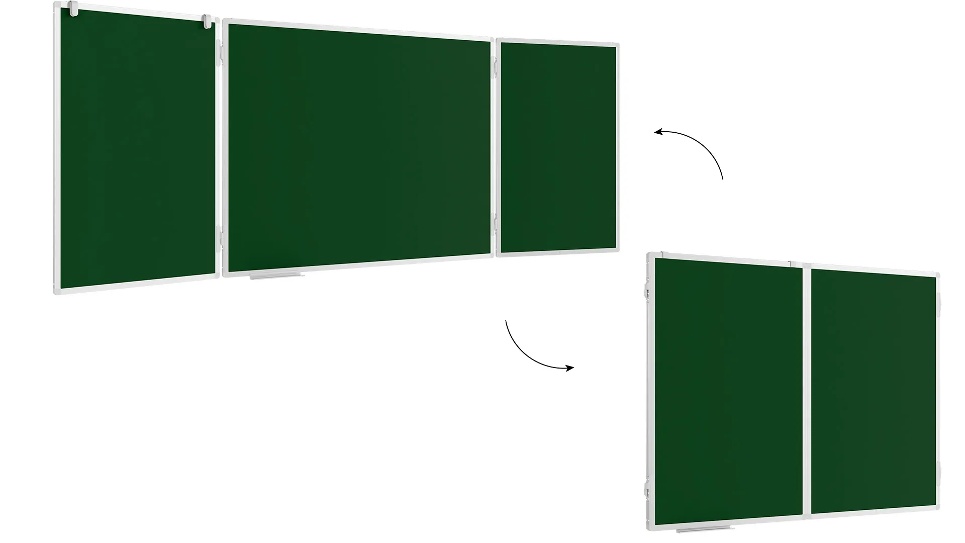 Grün Magnetisch Kreidetafel, Klapptafel 5-flächig 120x90//240 cm – Bild 5