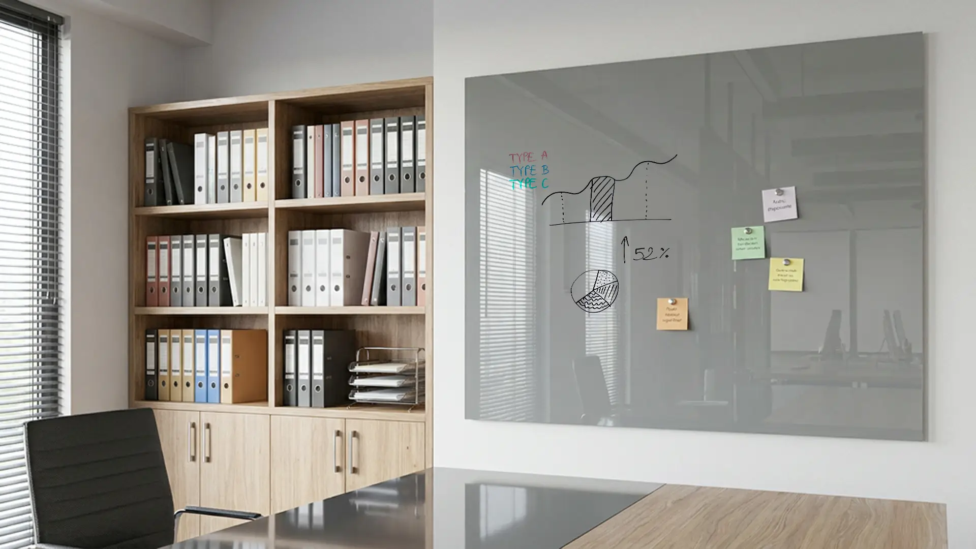 Glasboard, grau 100x80cm - rahmenloses Glasboard, gehärtetes Glas zur Verwendung mit Neodym-Magneten – Bild 4
