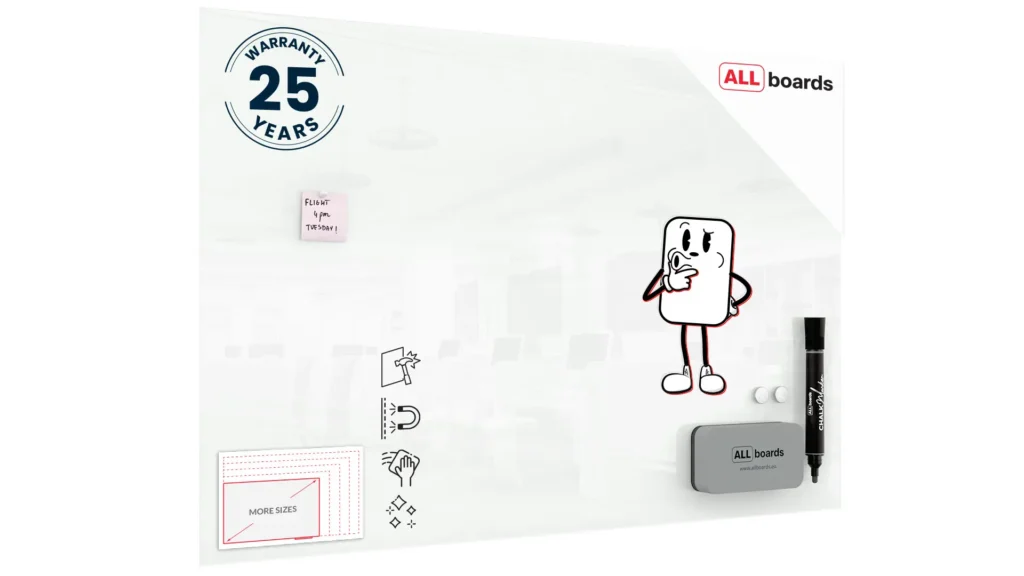 Glasboard - Weiß CLASSIC WHITE 150x100cm + GRATIS
