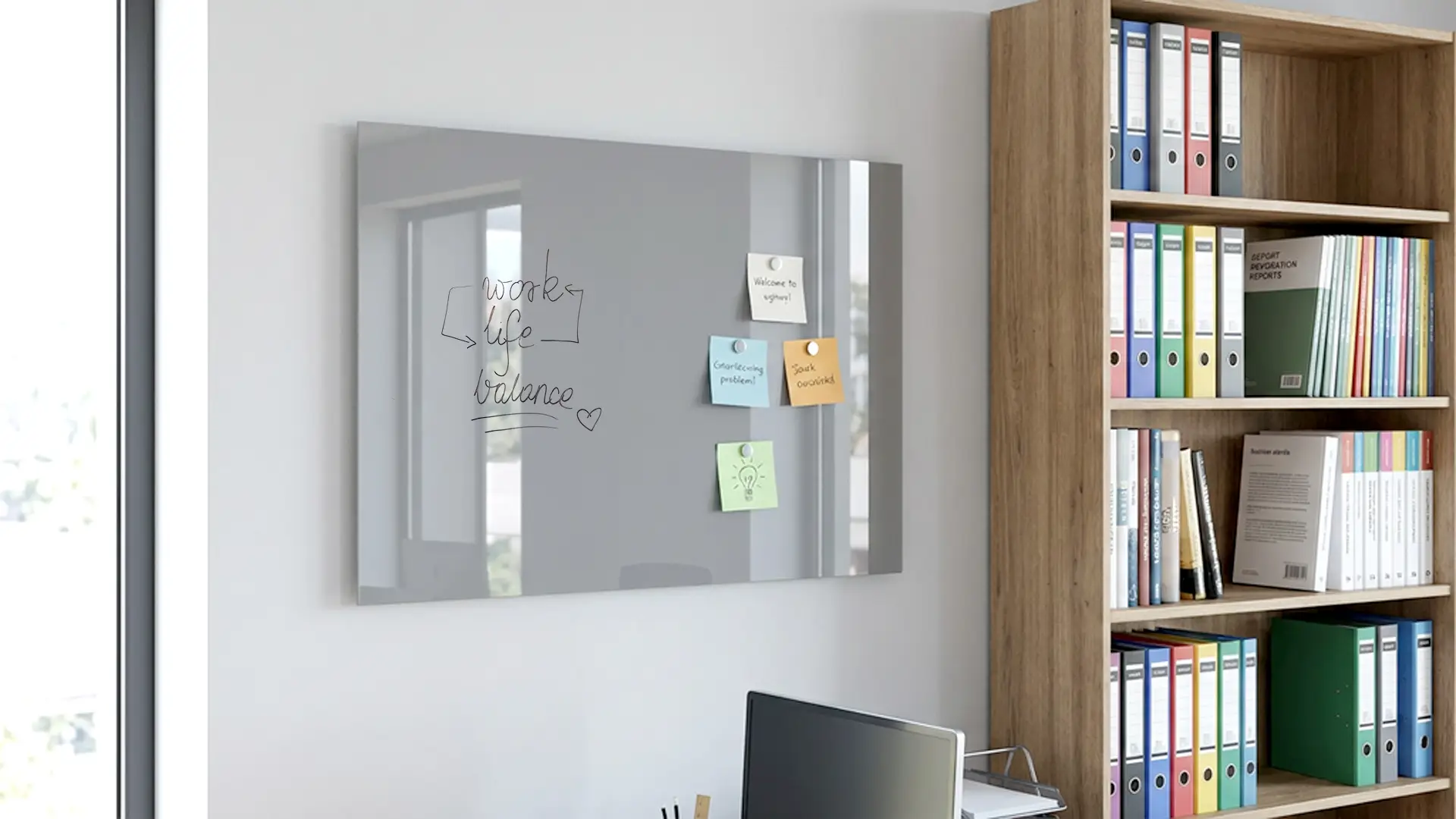 Glasboard, grau 60x40cm - rahmenloses Glasboard, gehärtetes Glas zur Verwendung mit Neodym-Magneten – Bild 4