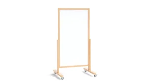 VERT-Whiteboard vertikale magnetische trocken abwischbare mobile Tafel 137x78cm in einen Naturholzrahmen, Kundenstopper