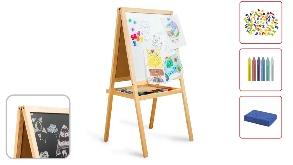 Doppelseitige Kindertafel 120cm + Zubehör-Set