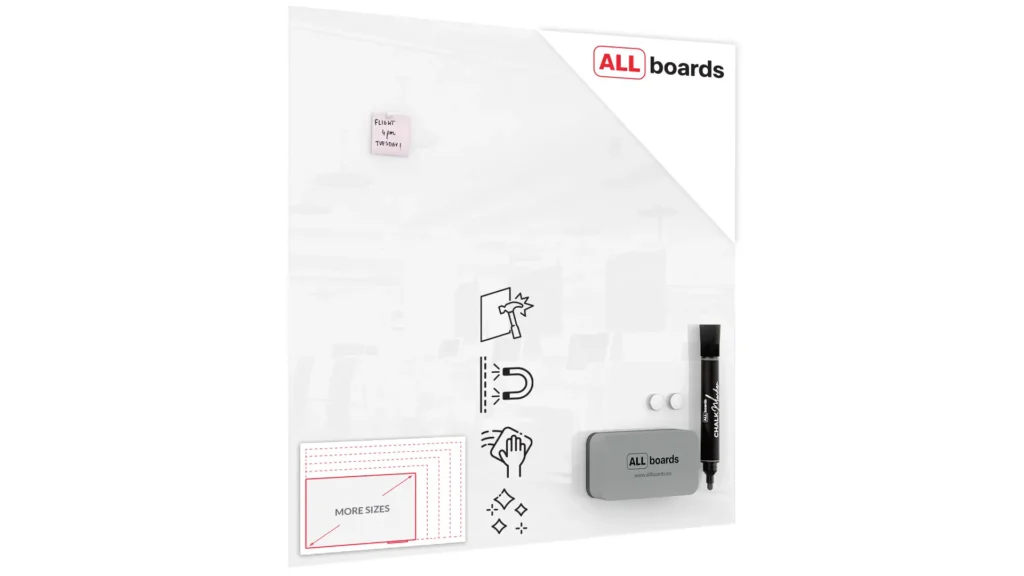 Glasboard - Premium SUPERWHITE Perlweiß 120x120 cm + GRATIS