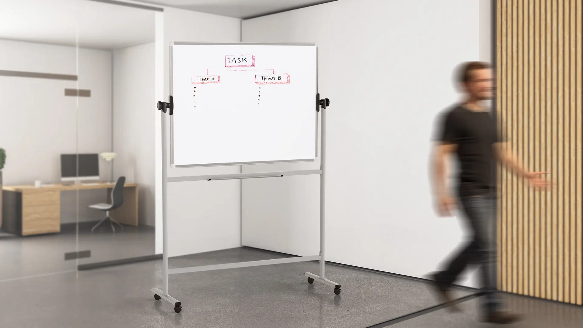Mobiles Board, Serie: TM Idea/Flex - mit doppelseitiger Whiteboard-Oberfläche, drehbar, 120x90 cm – Bild 3