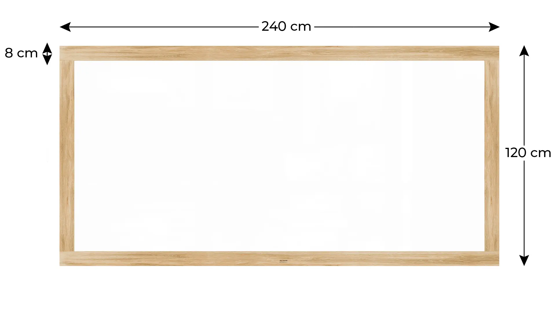 Magnetisches Whiteboard, trocken abwischbar PREMIUM 240x120cm, massiver Rahmen im Eichendesign