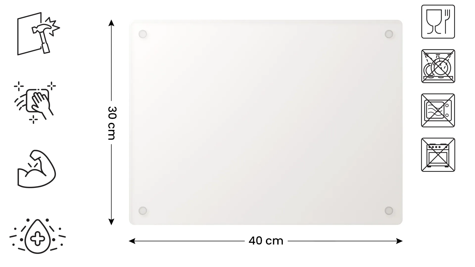 Glasschneidebrett, TRANSPARENTS 30x40 cm Küchenbrett, Schutzplatte, Glasablage – Bild 2