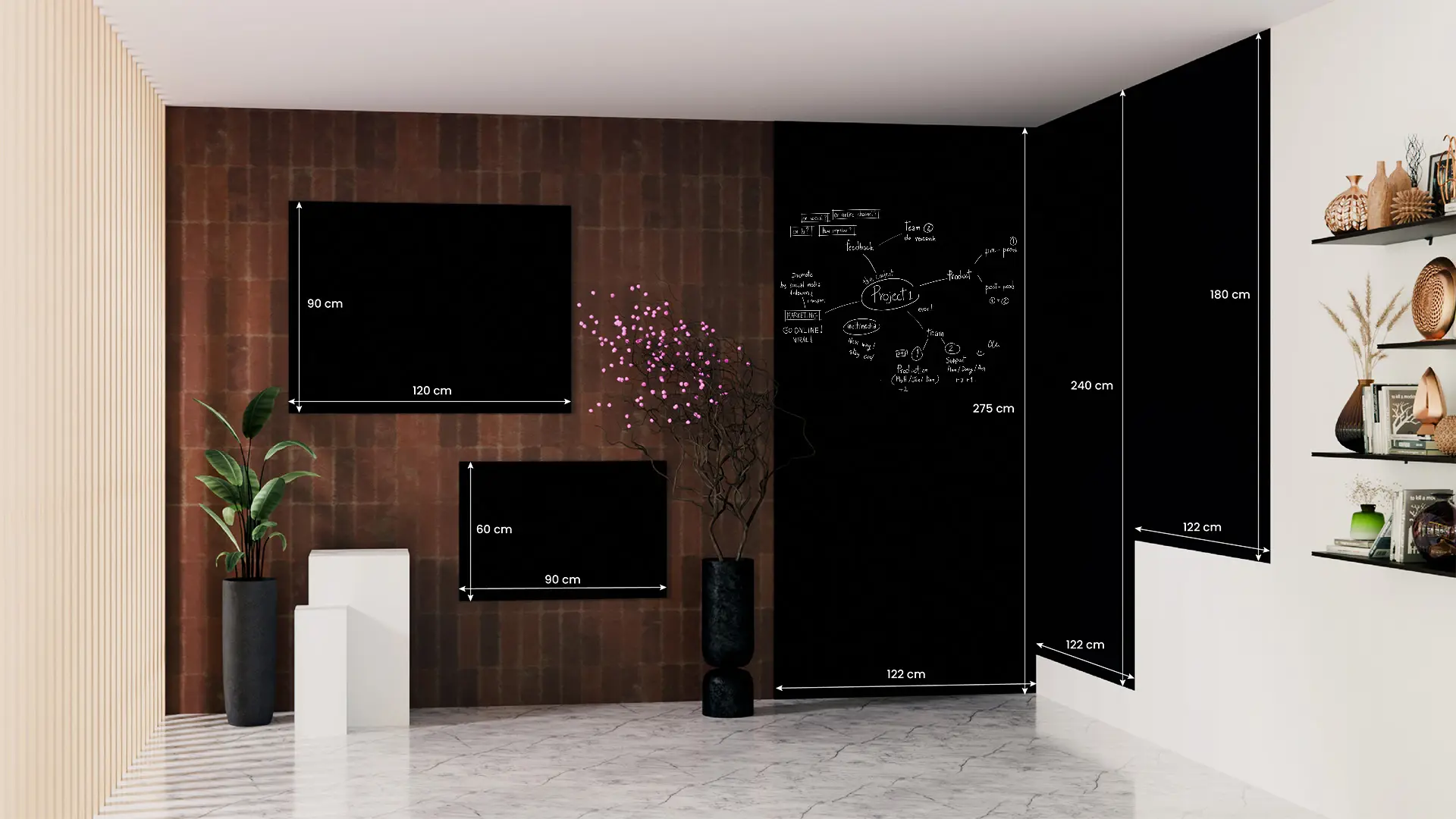 Magnetplatte rahmenloses SLIMboard - Kreideoberfläche - 300x120 cm + GRATIS – Bild 11