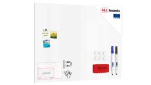 Magnetplatte rahmenloses SLIMboard - Magnetisches trocken abwischbares Whiteboard 120x90 cm + GRATIS Zubehör