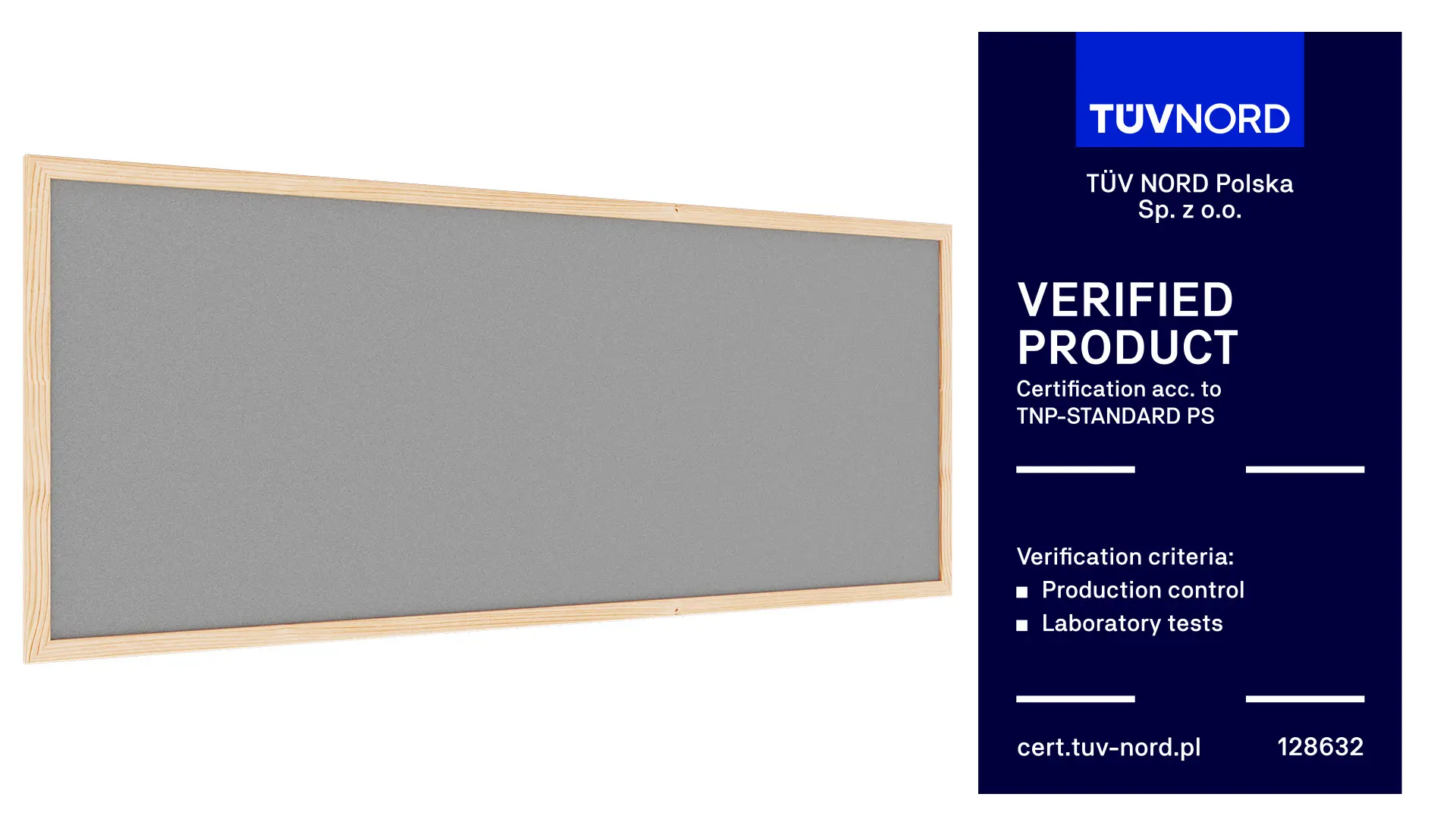 Filztafel mit Holzrahmenn 100x40 cm, Grau