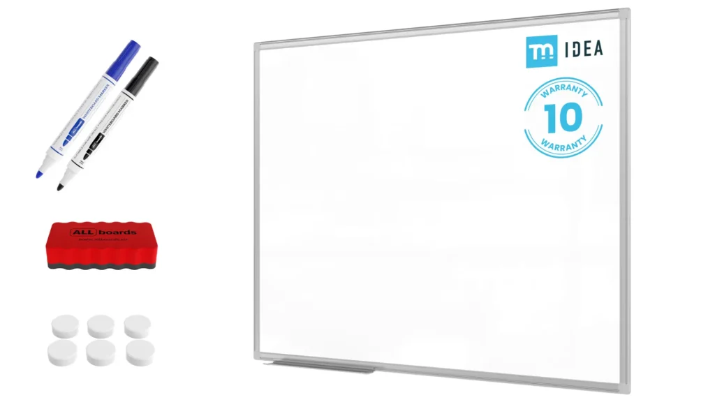Magnetisches Whiteboard 100x80 cm im Aluminiumrahmen + gratis Zubehörset - Reihe TM IDEA® Flex