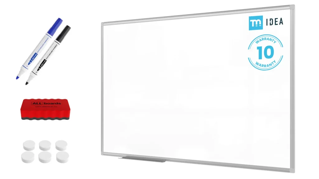 Magnetisches Whiteboard 120x80 cm im Aluminiumrahmen + gratis Zubehörset - Reihe TM IDEA® Flex