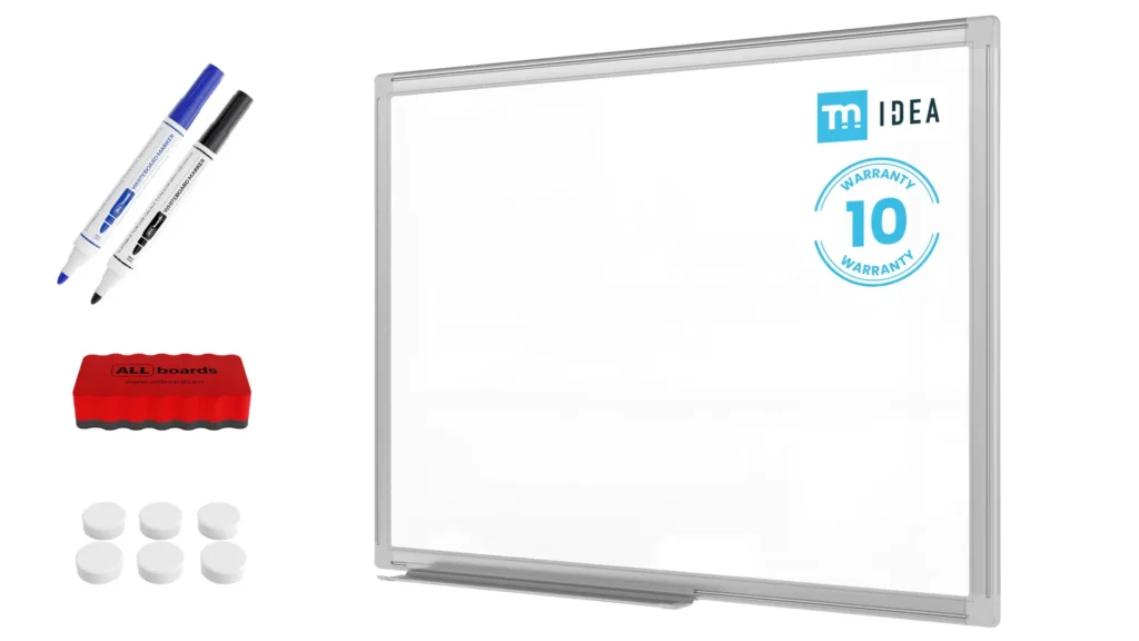 Magnetisches Whiteboard 60x45 cm im Aluminiumrahmen + gratis Zubehörset - Reihe TM IDEA® Flex