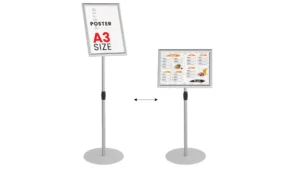 Informationsständer A3, mit silbernem Aluminiumrahmen
