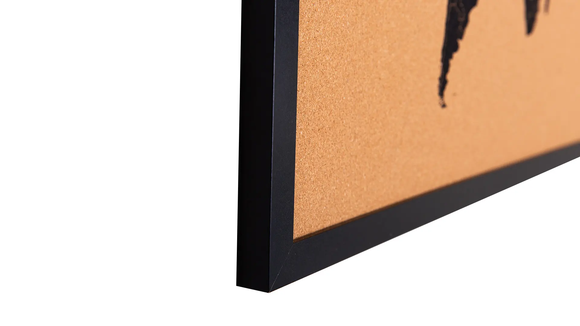 Korktafel WELTKARTE, Holzrahmen SCHWARZ 90x60 cm – Bild 3