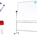 Mobiles Board, Serie: TM Idea/Flex – mit doppelseitiger Whiteboard-Oberfläche, drehbar, 150×120 cm