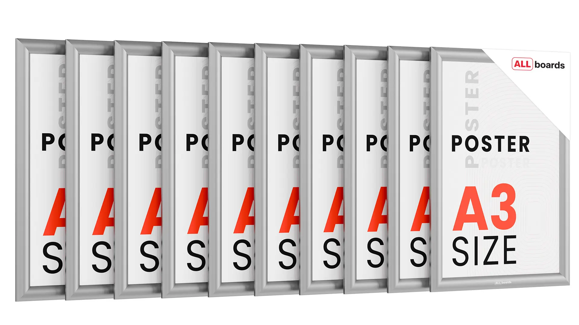 10x Plakatrahmen, Klapprahmen A3-Format, Silber