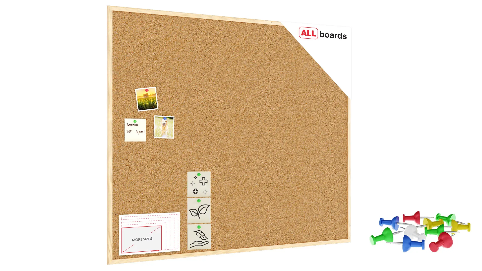 Pinnwand mit Naturholzrahmen 120x100cm + GRATIS
