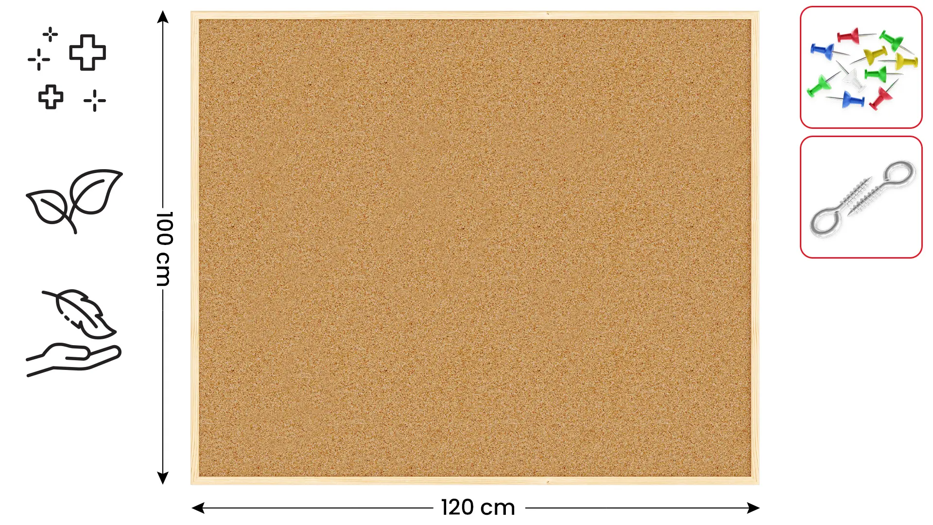 Pinnwand mit Naturholzrahmen 120x100cm + GRATIS