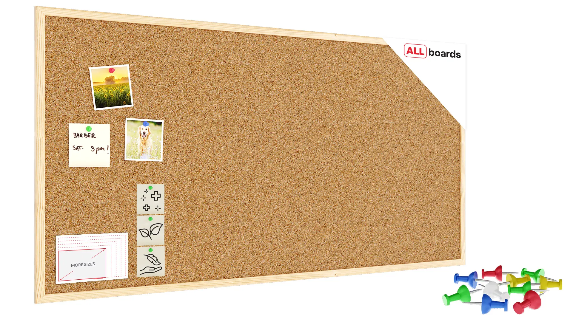 Pinnwand mit Naturholzrahmen 120x60cm + GRATIS