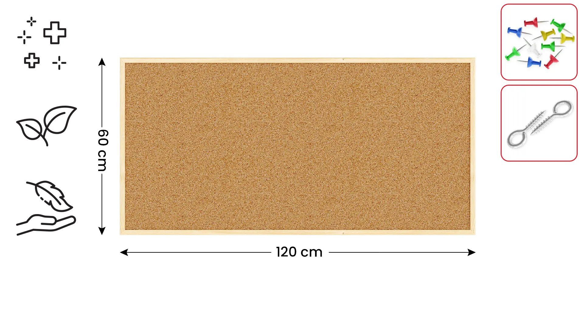 Pinnwand mit Naturholzrahmen 120x60cm + GRATIS