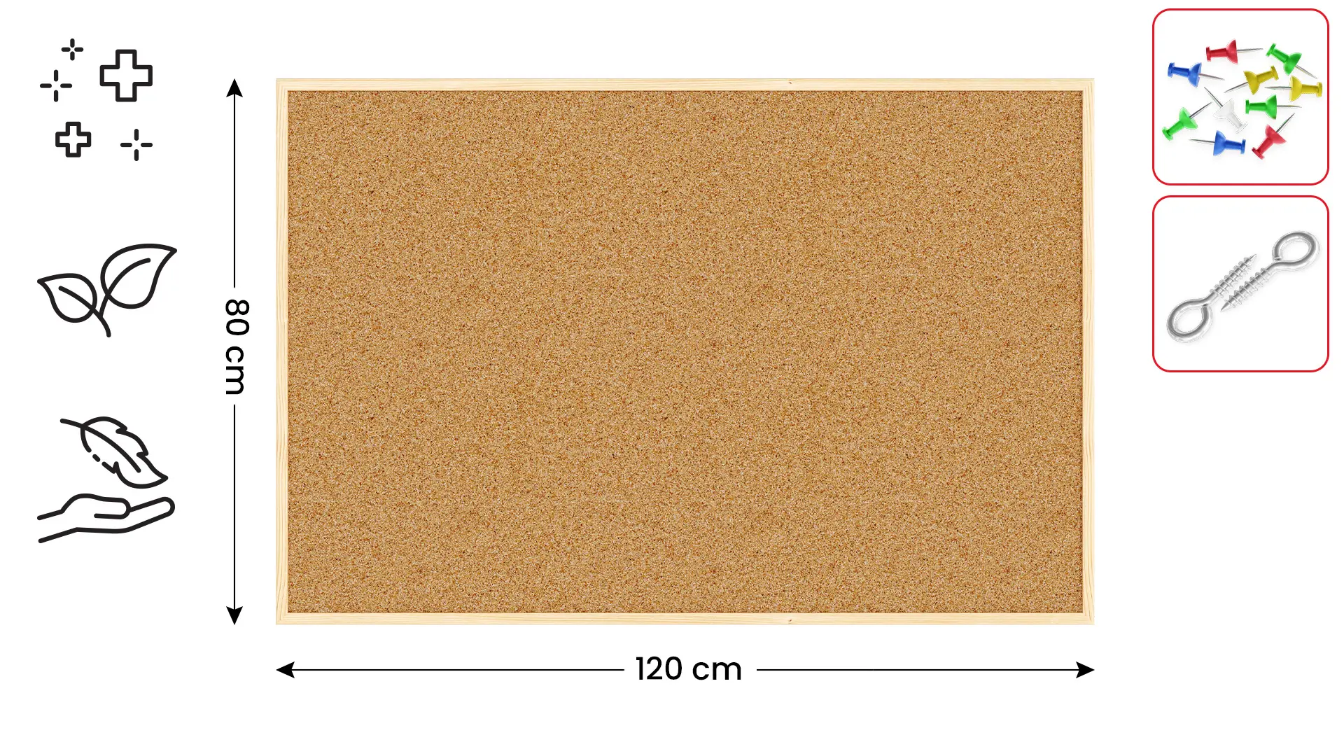 Pinnwand mit Naturholzrahmen 120x80cm + GRATIS