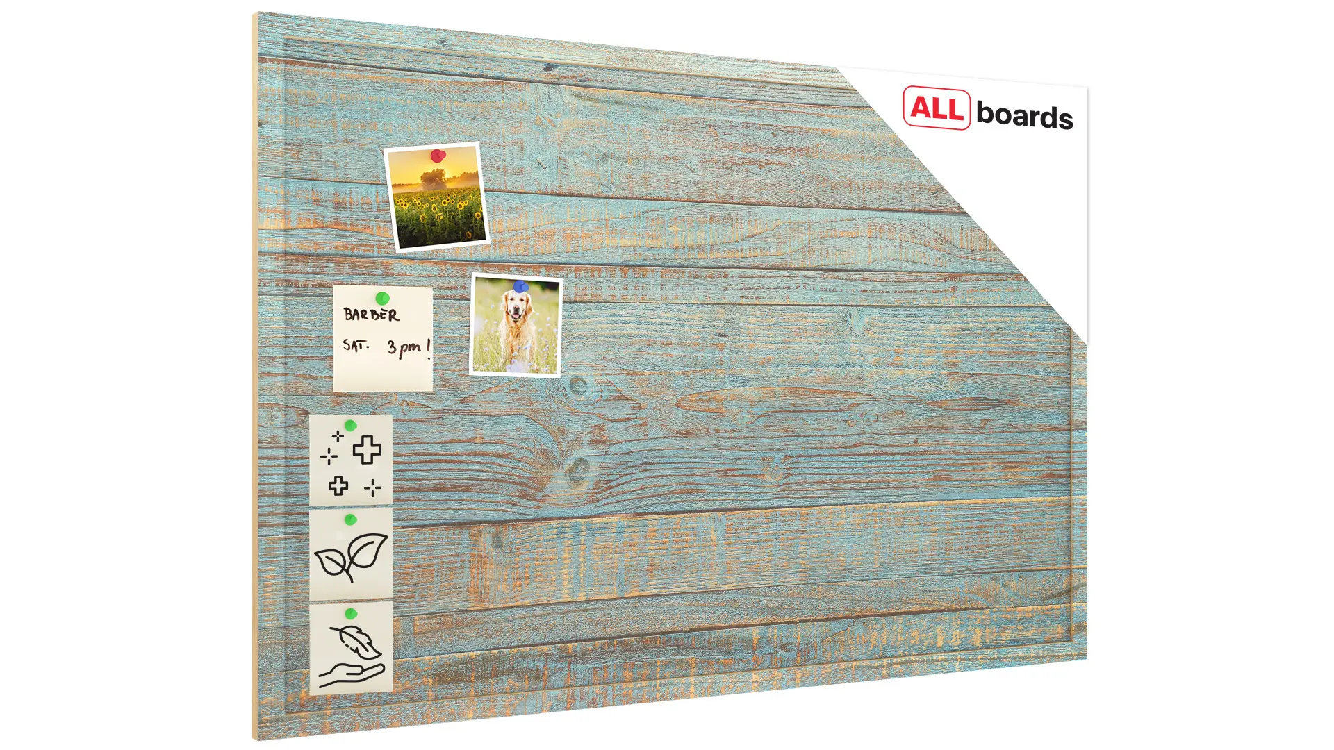 Korktafel mit Druckmotiv BOARDS COLOR 2, 90x60 cm Holzrahmen