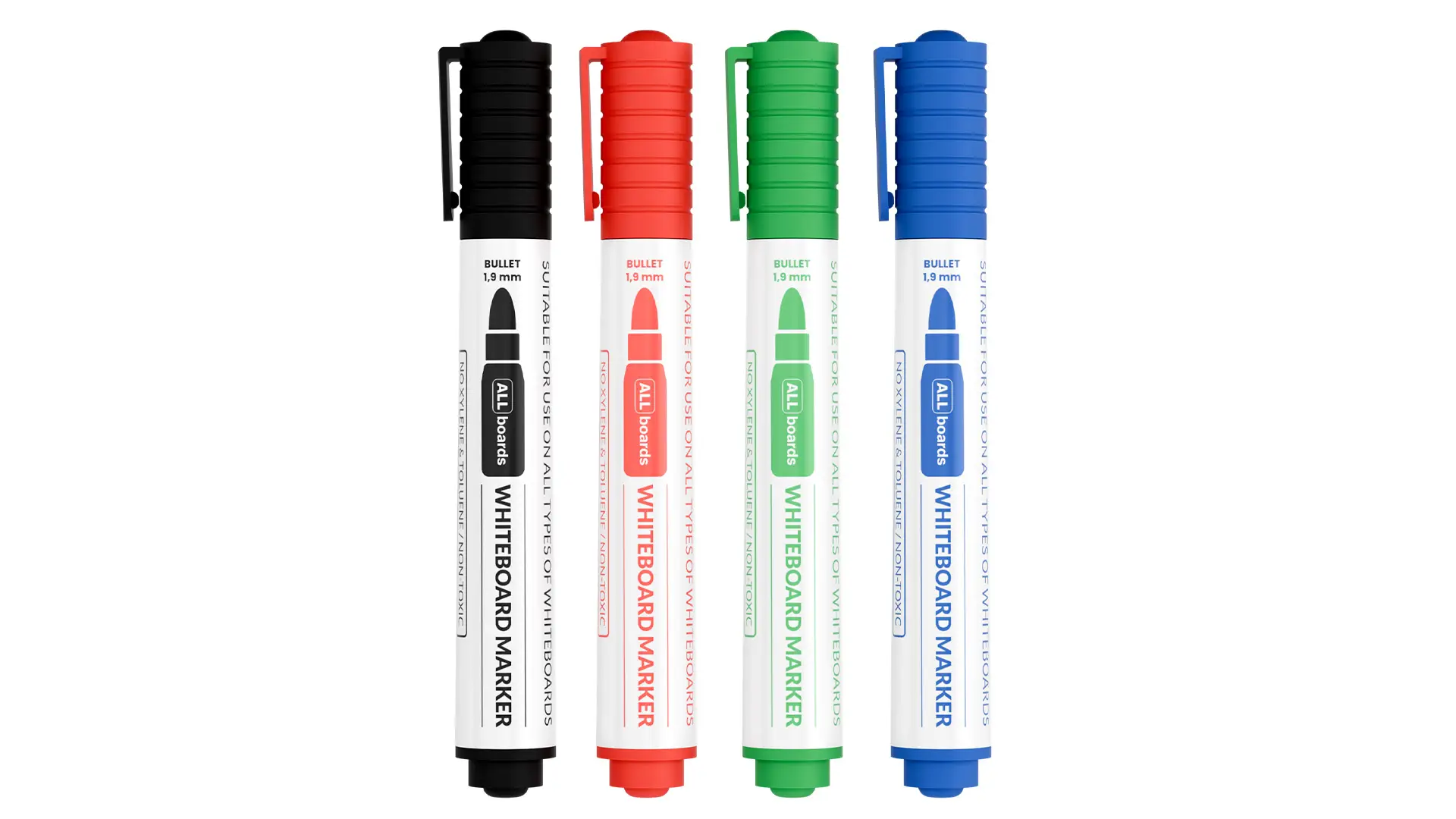ALLboards Boardmarker Set – 4 Farben: Schwarz, Grün, Blau, Rot