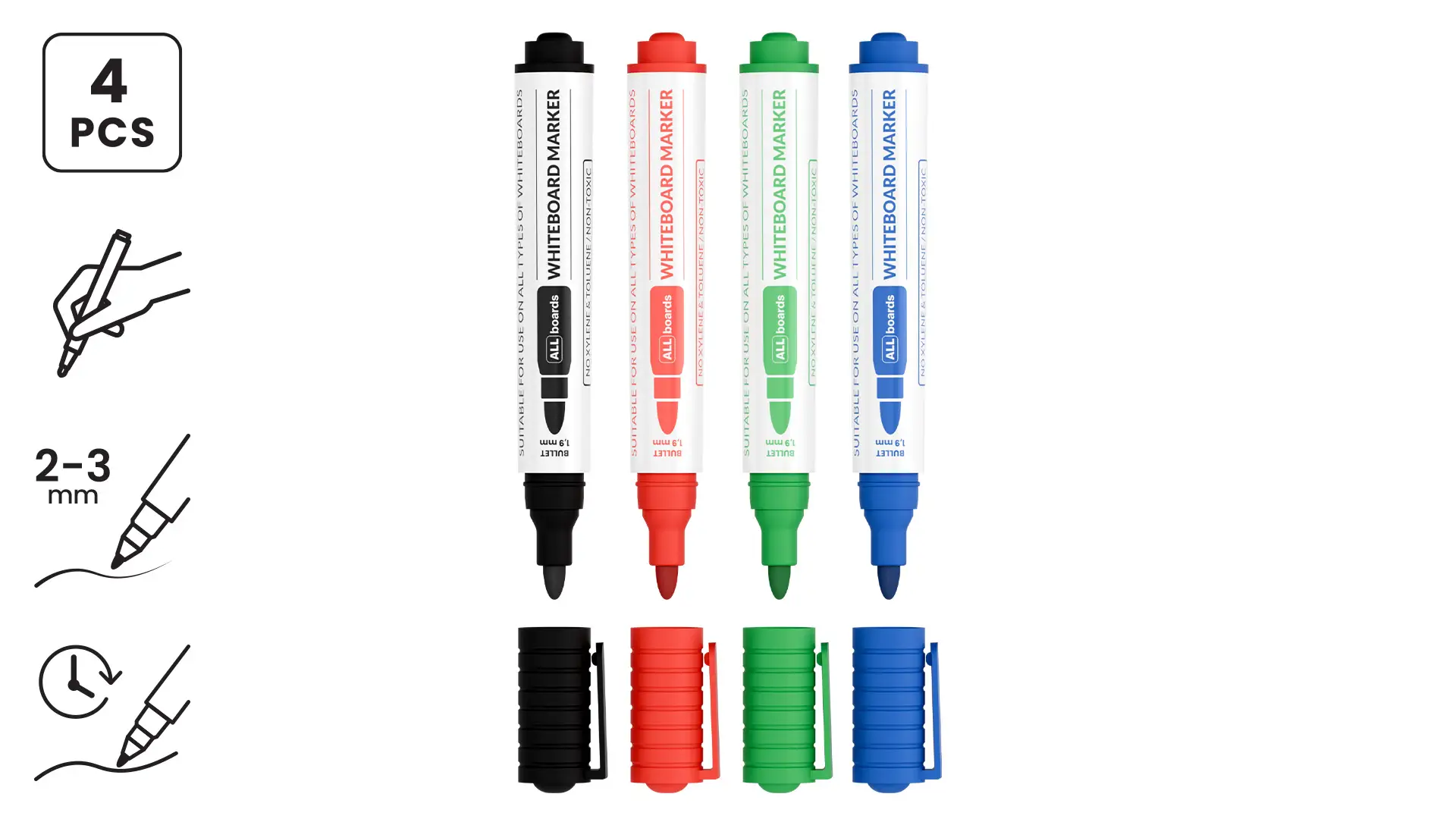 ALLboards Boardmarker Set – 4 Farben: Schwarz, Grün, Blau, Rot – Bild 2