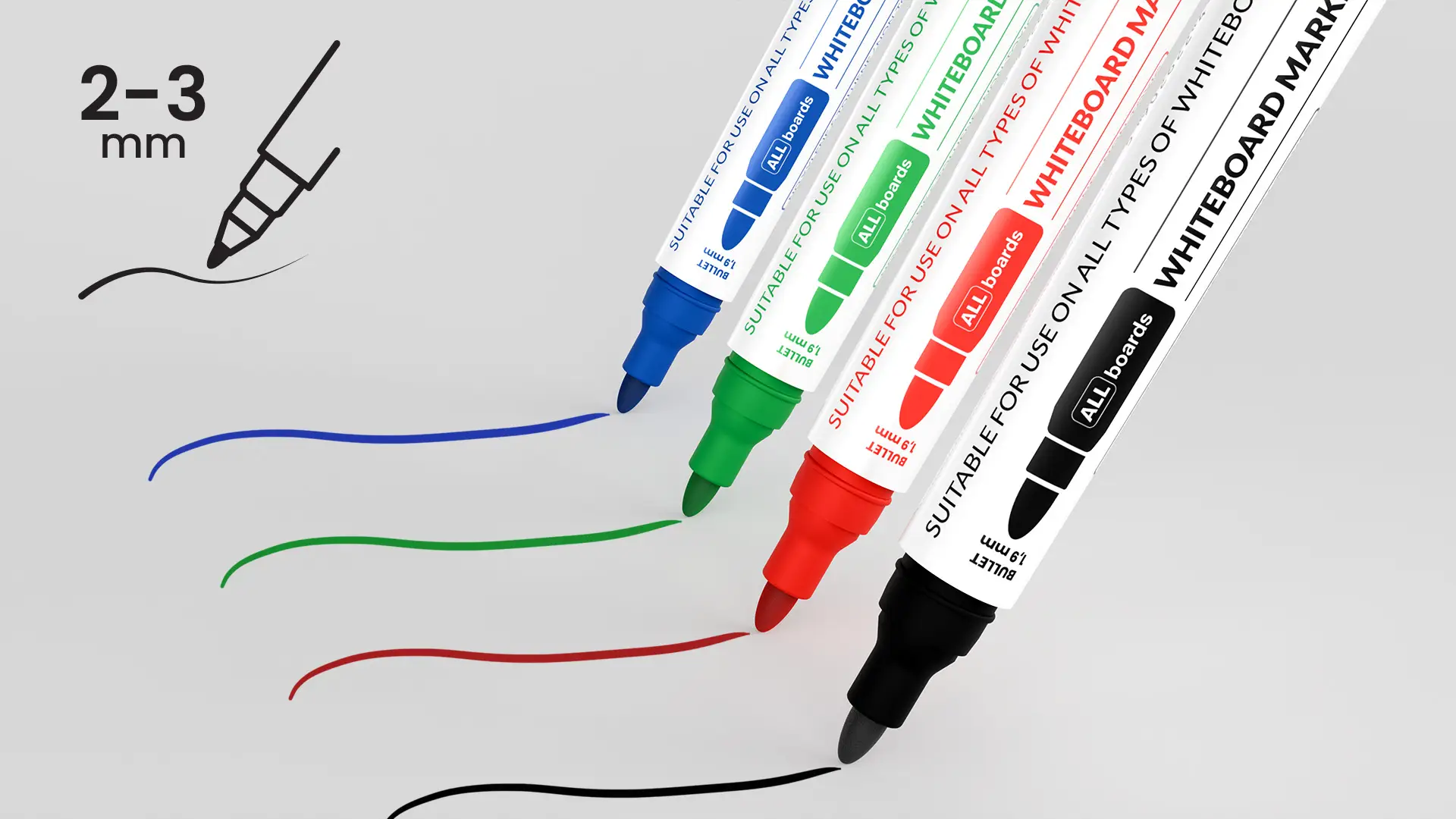 ALLboards Boardmarker Set – 4 Farben: Schwarz, Grün, Blau, Rot – Bild 3