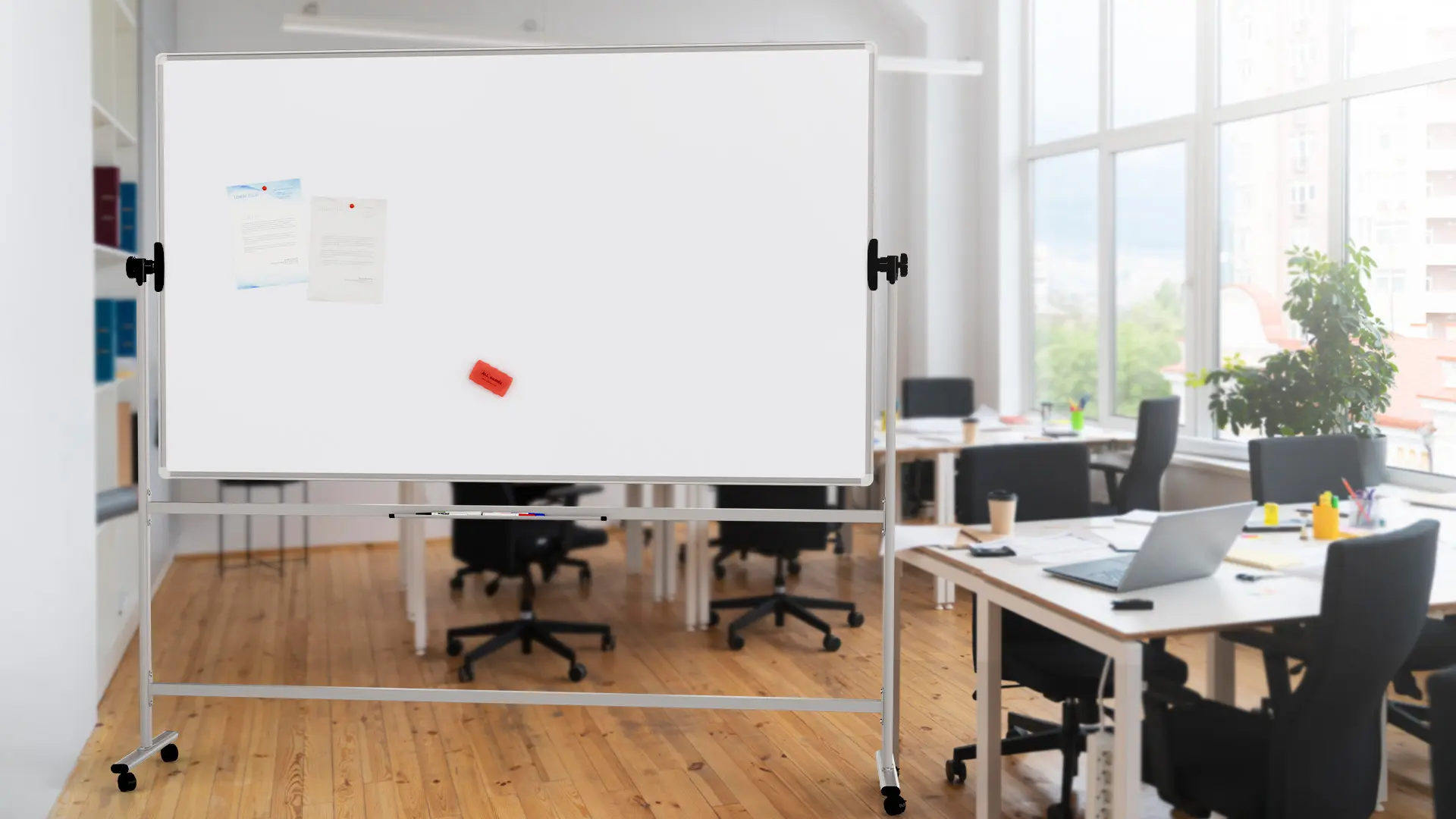 Mobiles Board, Serie: TM Idea/Flex – mit doppelseitiger Whiteboard-Oberfläche, drehbar, 200x120 cm – Bild 3