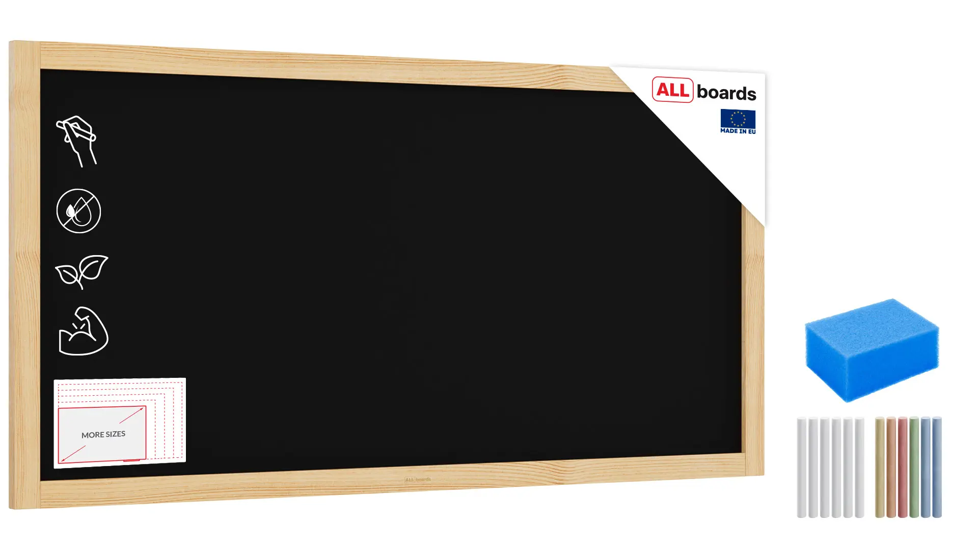 Kreidetafel mit naturlackierten Holzrahmen 120x60cm