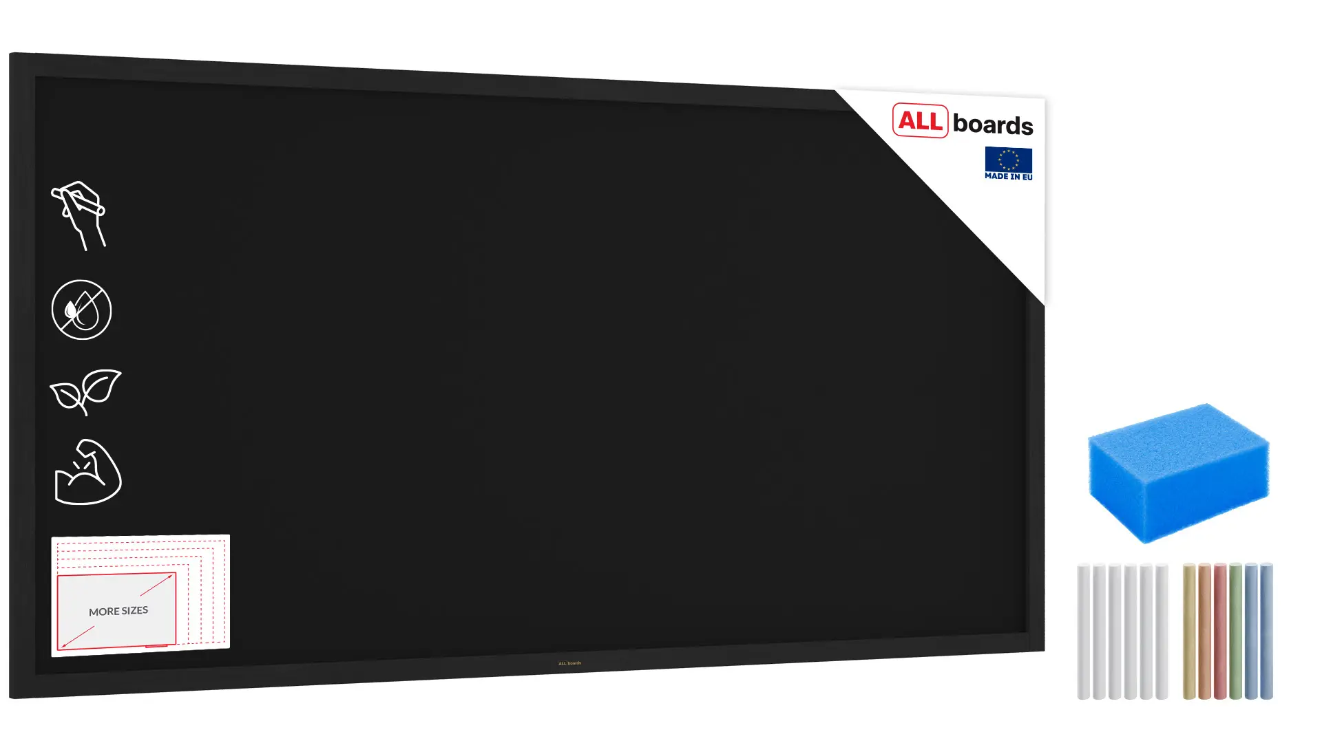 Kreidetafel mit Schwarz Holzrahmen 200x120cm
