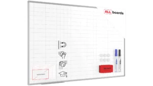 Magnetisches Whiteboard 150 x 100cm + Zubehörset + Auflage: Raster
