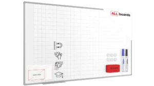 Magnetisches Whiteboard 170 x 100cm + Zubehörset + Auflage: Raster