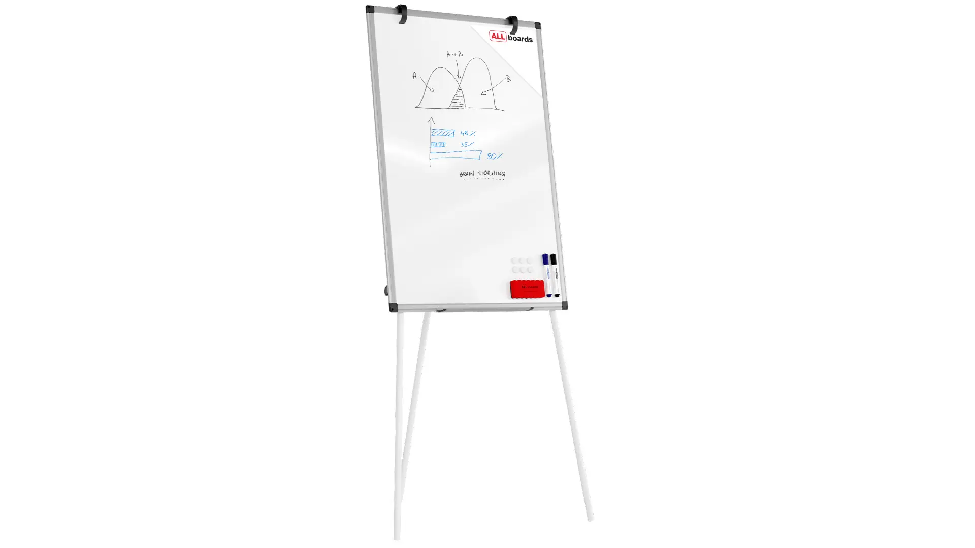 Magnetisches Whiteboard-Flipchart 90×60 cm, Silber + GRATIS