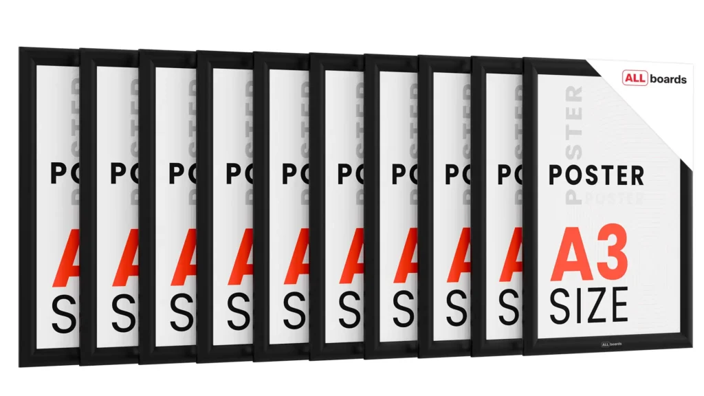 10x Plakatrahmen, Klapprahmen A3-Format, Schwarz