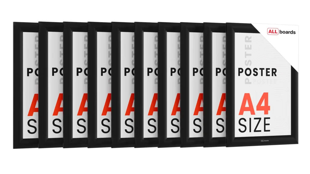 10x Plakatrahmen, Klapprahmen A4-Format, Schwarz