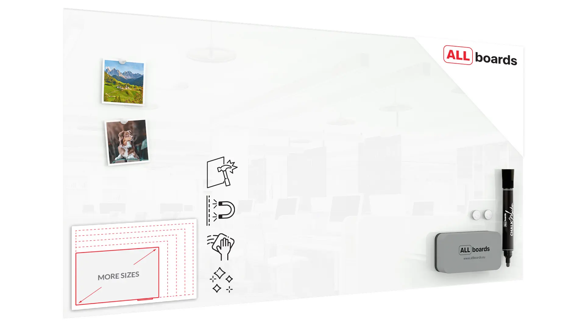 Glasboard Weiß 120x60cm + GRATIS
