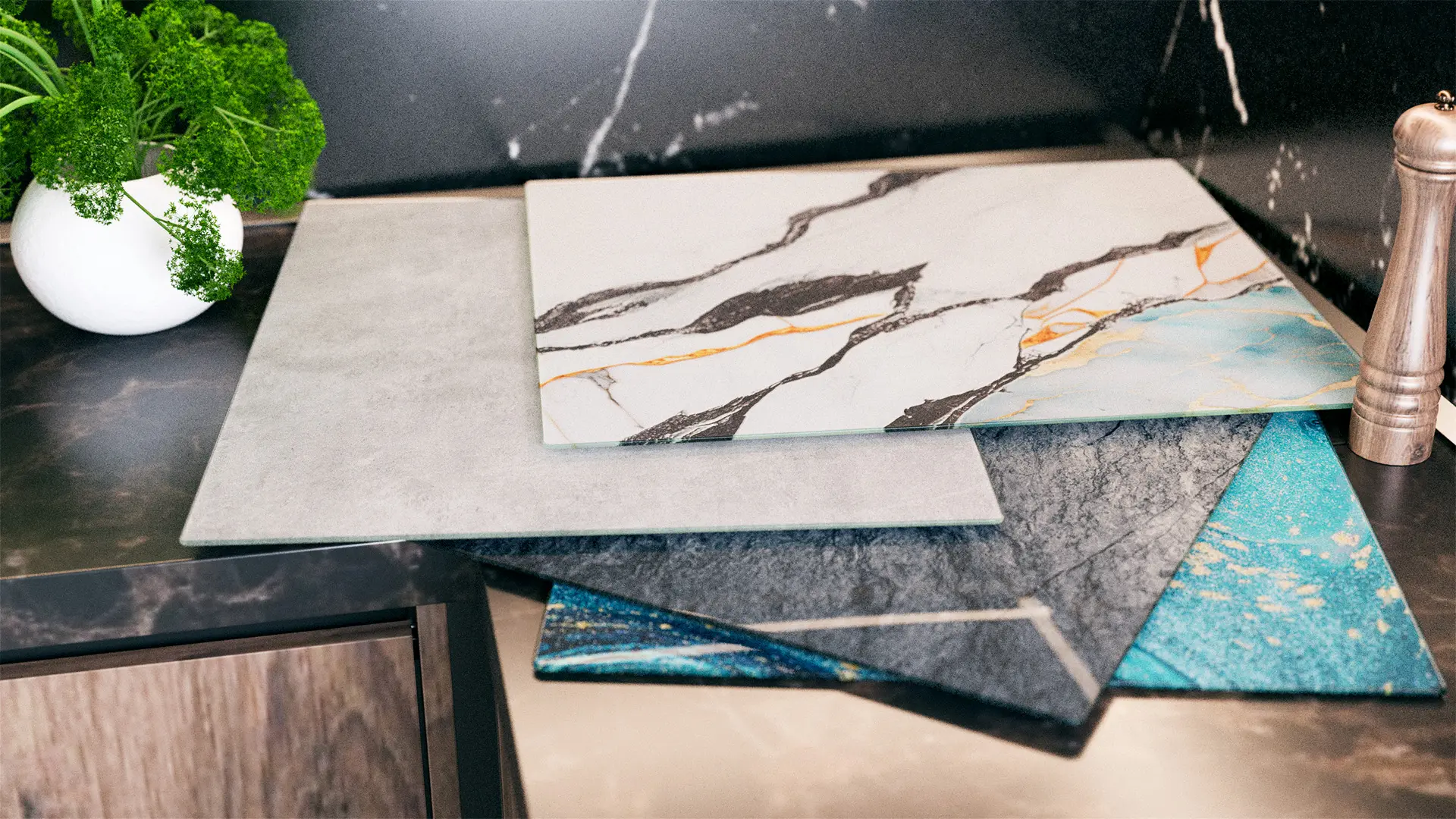 Schneidebrett aus Glas - BETON II 60x52 cm – Bild 8