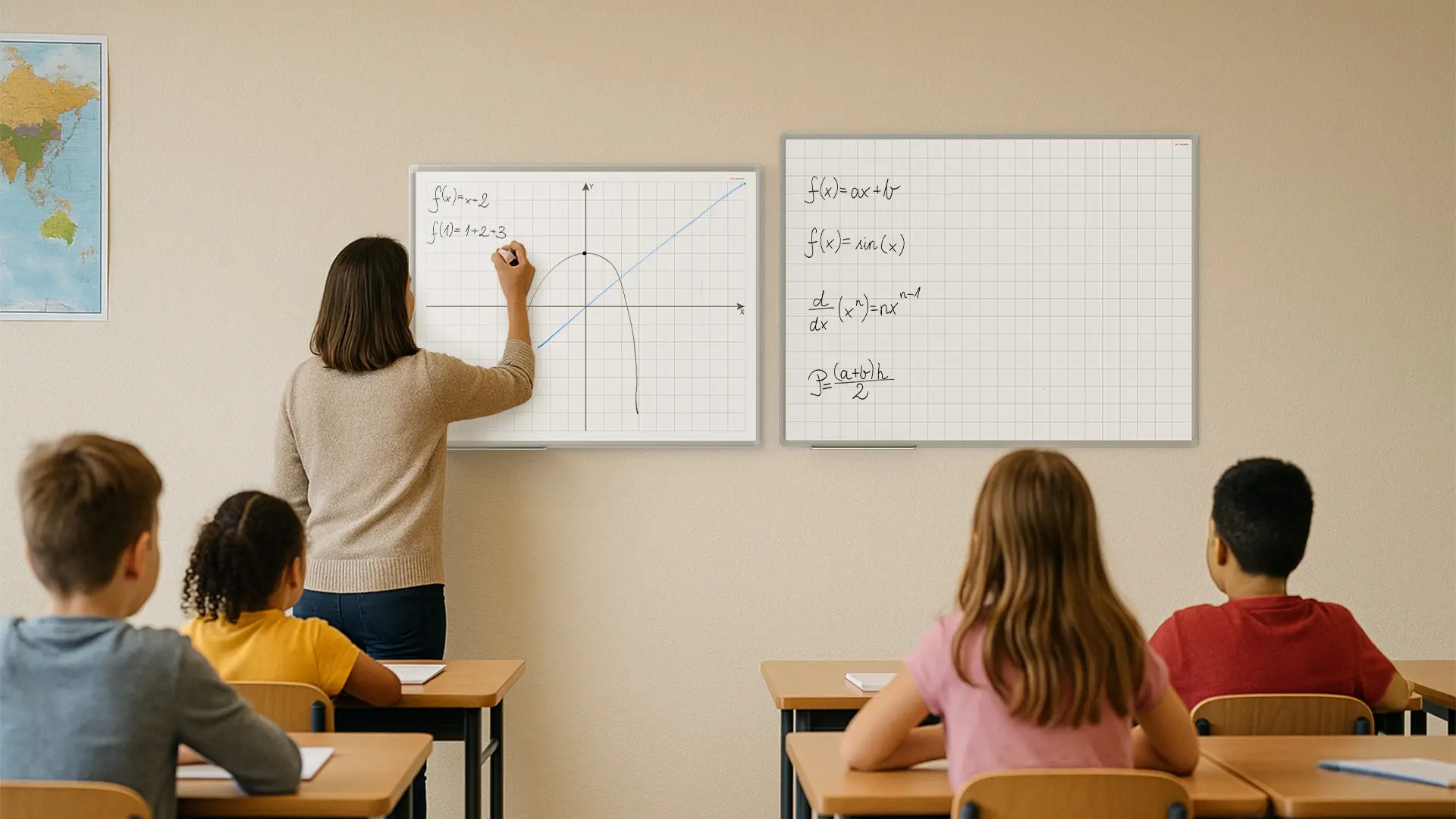 Magnetische, weiße Whiteboard-Tafel 100x80 cm mit Aufdruck – Koordinatensystem – Bild 3