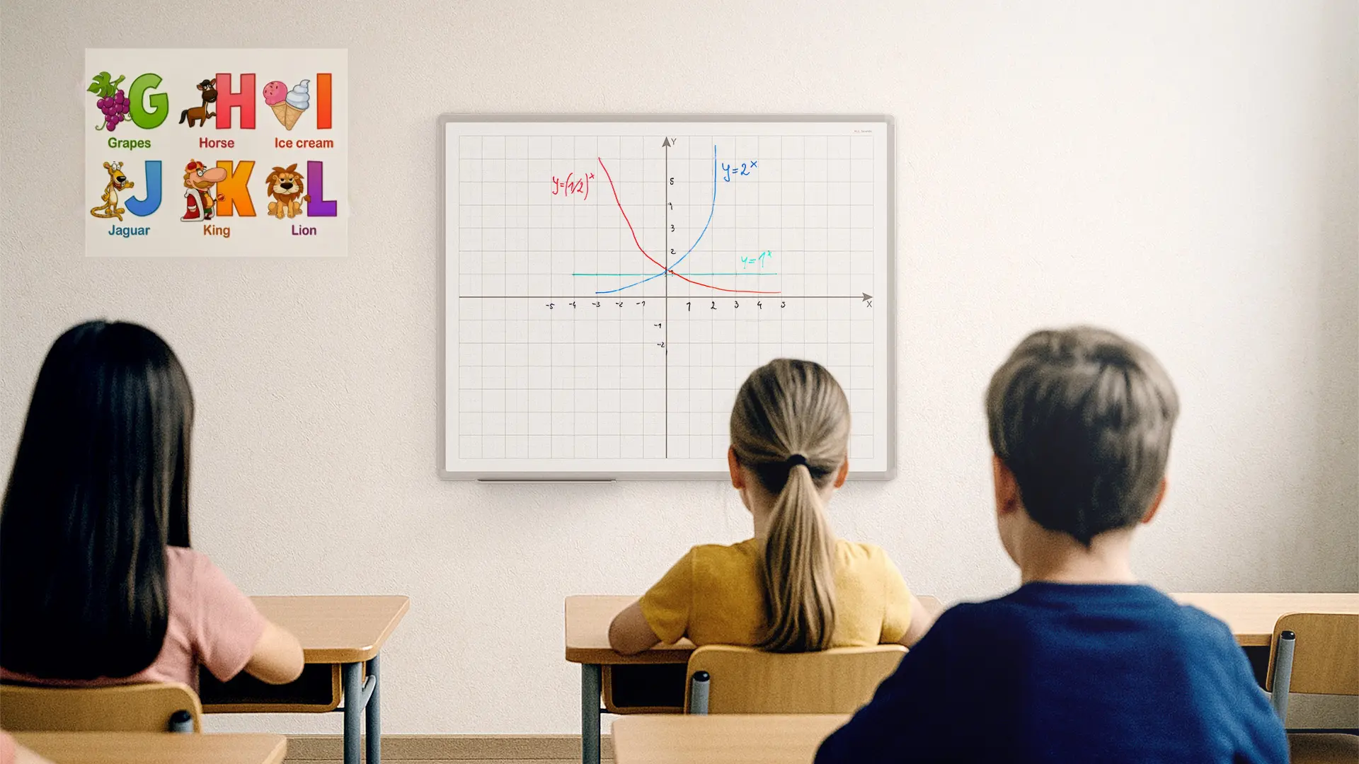 Magnetische, weiße Whiteboard-Tafel 100x80 cm mit Aufdruck – Koordinatensystem – Bild 4